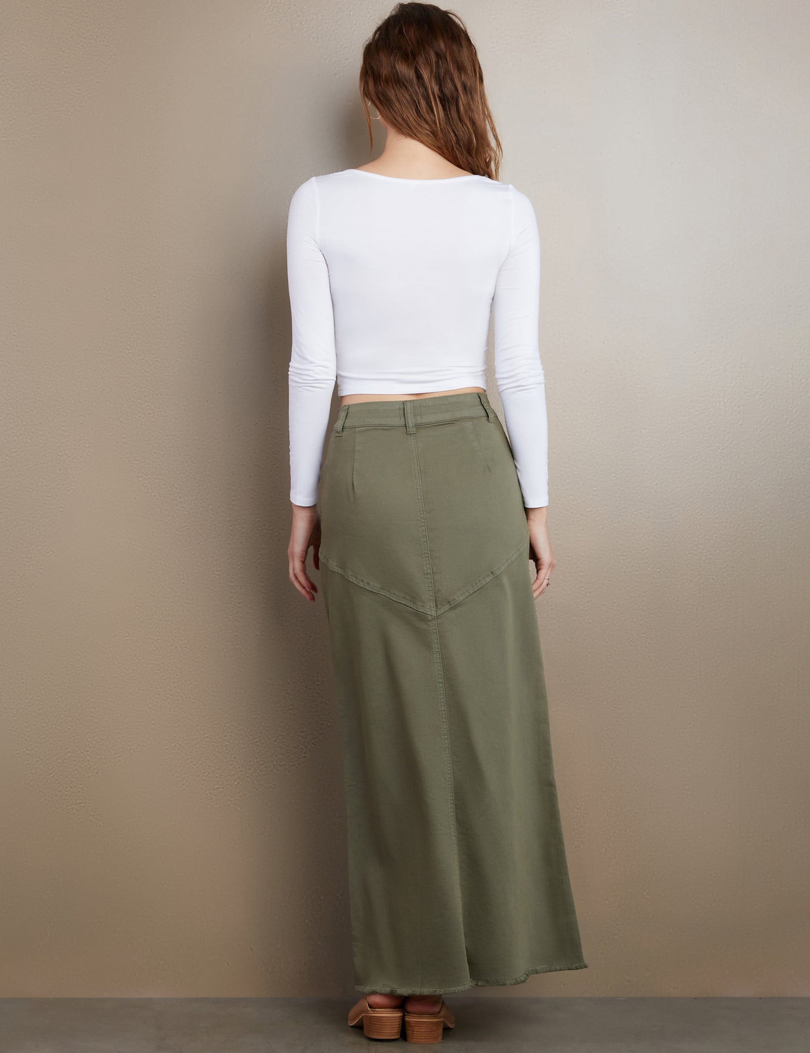 【BAON】Ptech washed denim long skirt Pieced Denim Maxi Skirt – washlabshop