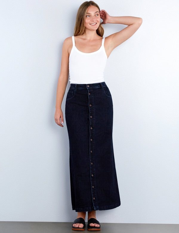 Button Front Maxi Skirt