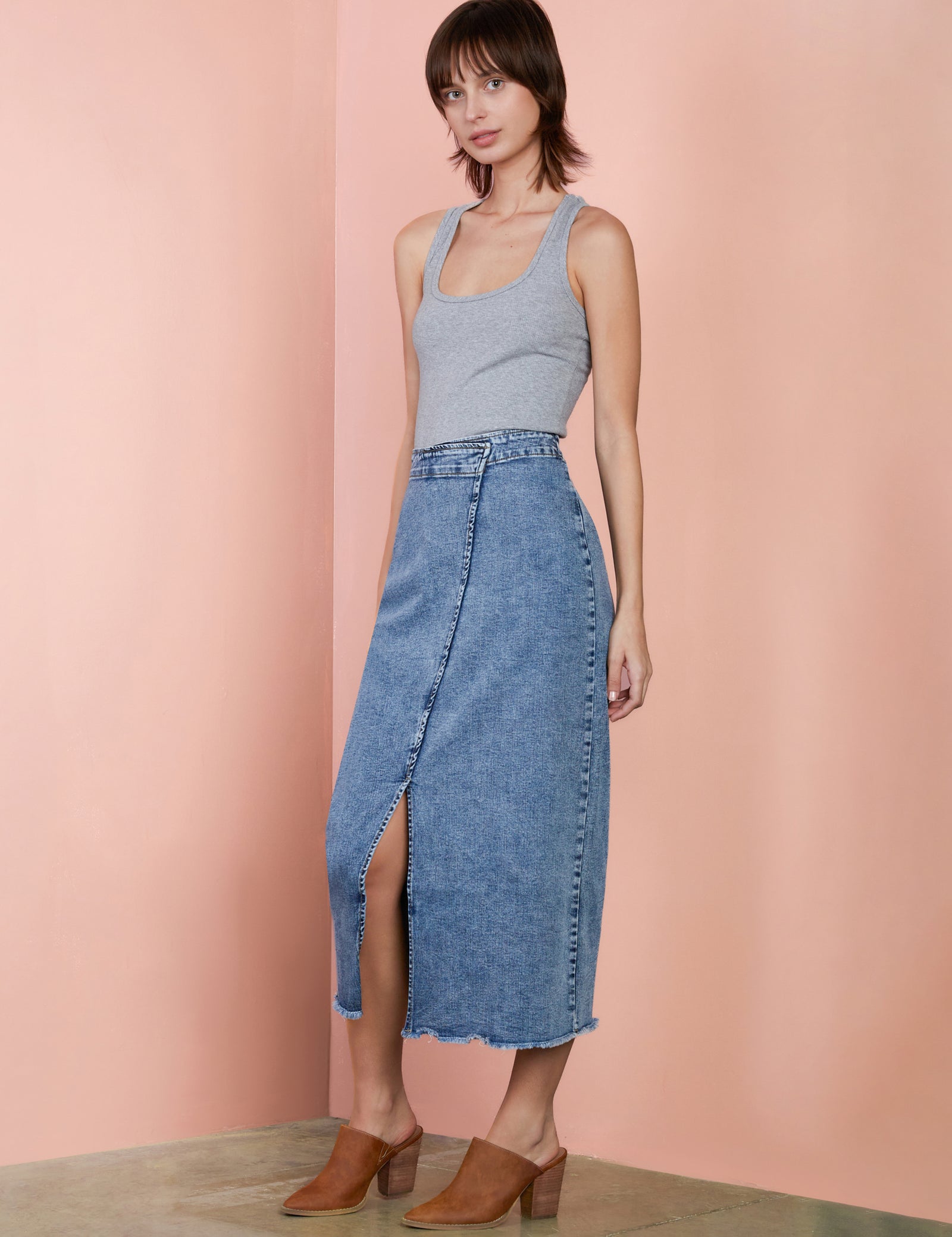 【BAON】Rishi Washing Denim Midi Skirt BAON】Rishi Washing Denim Midi Skirt Ozzy Denim Skirt