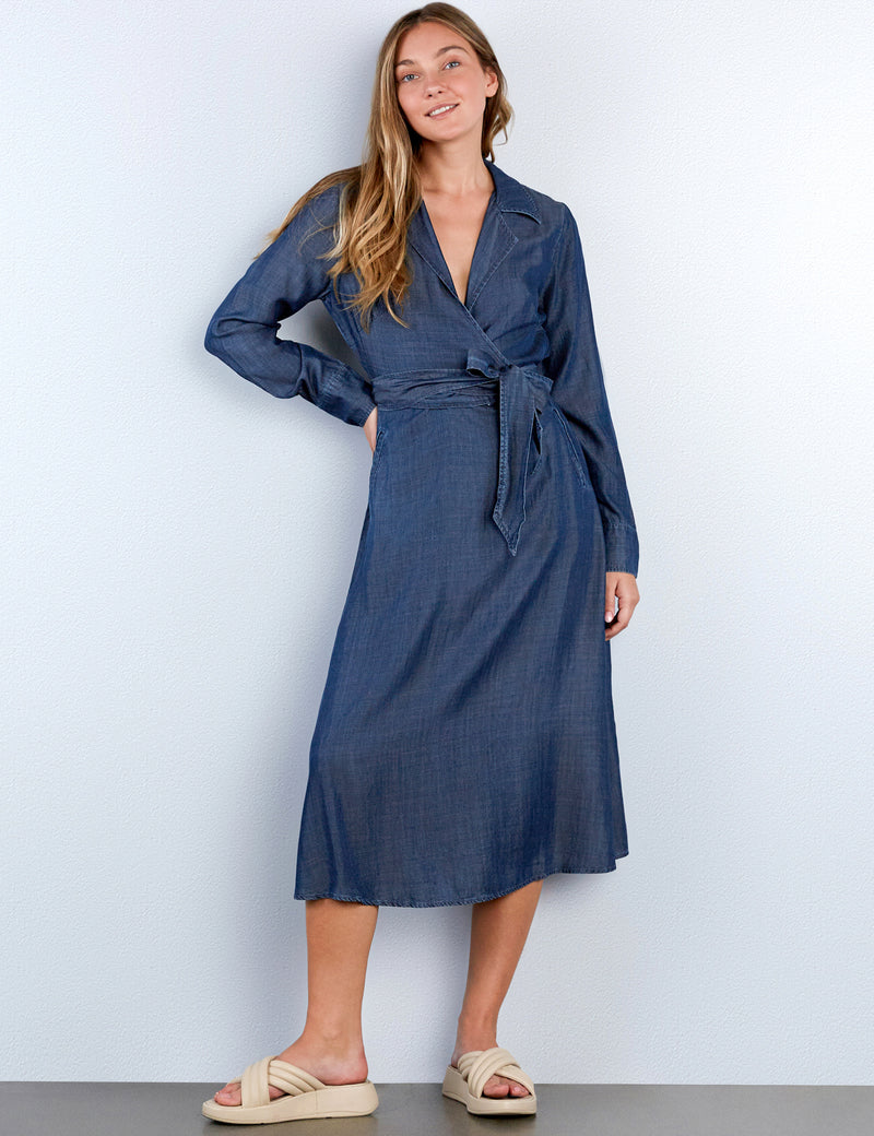 Tie Front Soft Denim Midi Dress – washlabshop