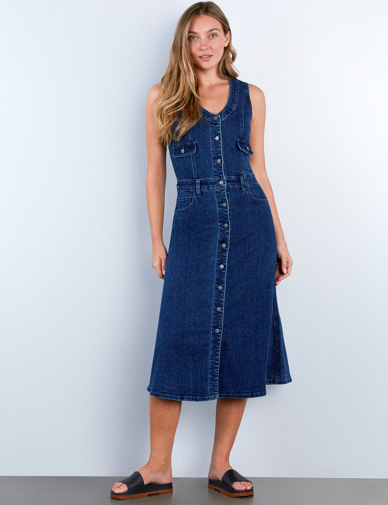 washlab denim dress Denim Corset Zip Dress WL1103D