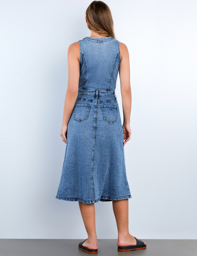 Denim Vest Midi Dress