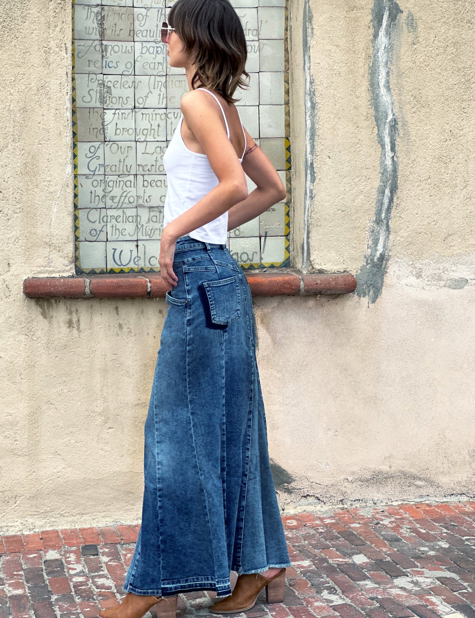 Women's Flare Bliss Panel Maxi Denim Skirt – Wash Lab – washlabshop