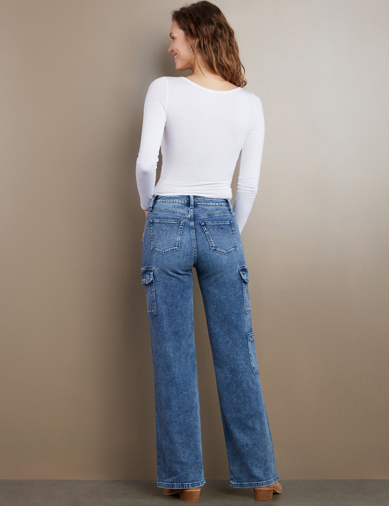 Women's Designer Denim Relaxed Cargo Jeans