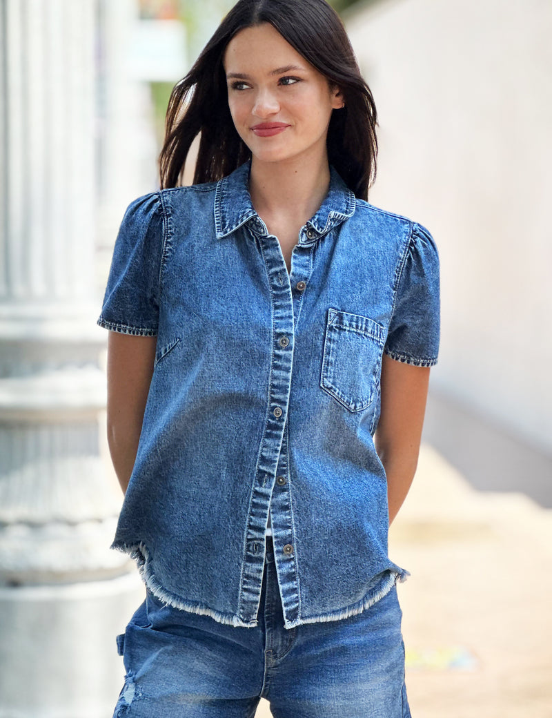 Denim Short Sleeve Top