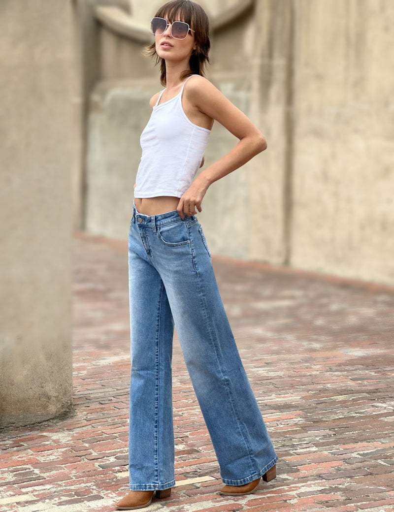 The Relaxed Straight Jeans in Relaxed Blue Side View