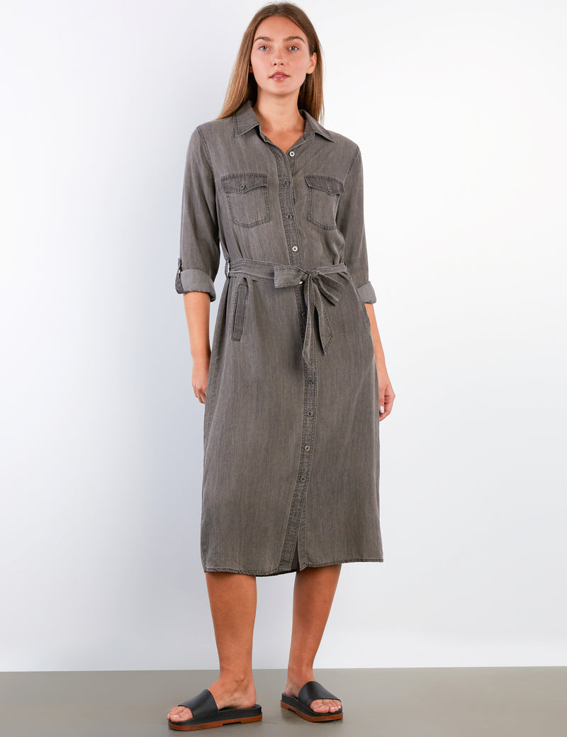 Women’s Soft Denim Shirtdress – Wash Lab Grey Puff / S Women’s Soft Denim Shirtdress – Wash Lab Grey Puff / S