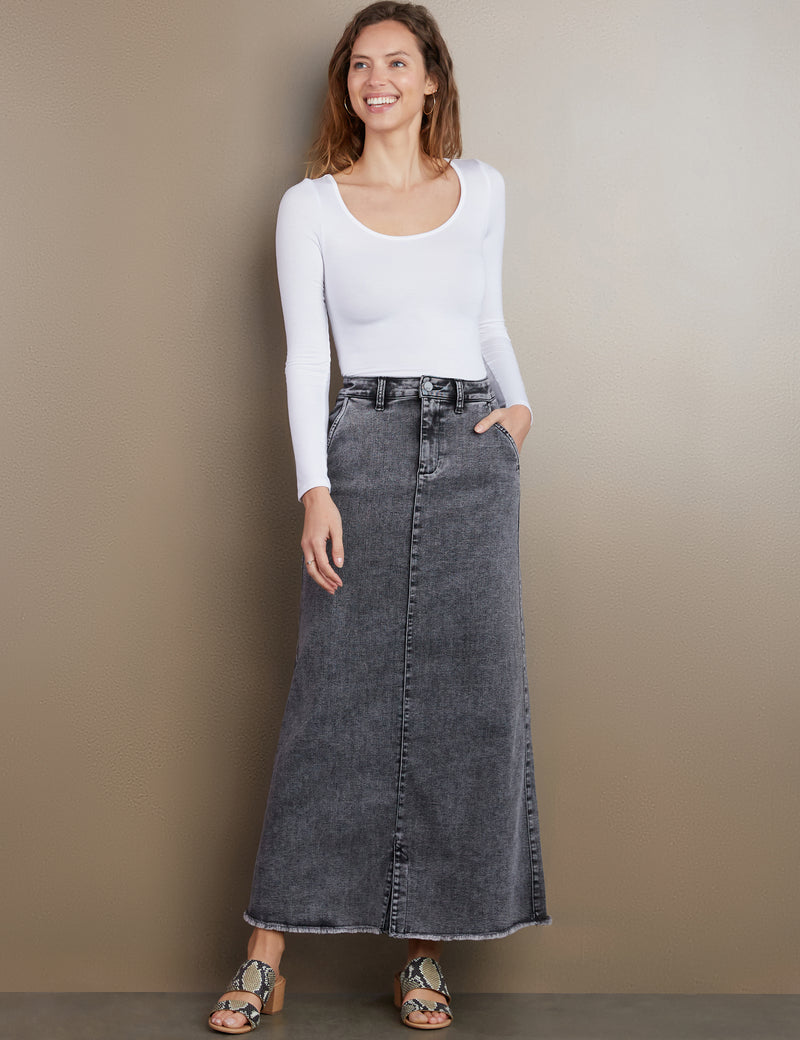 Women's Designer Tory Denim Maxi Skirt