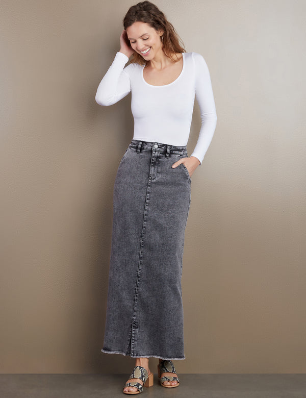 Women's Designer Tory Denim Maxi Skirt