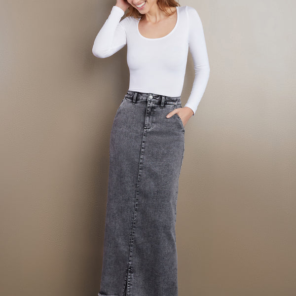 【OPEN YY】STRAP-LAYERED MAXI SKIRT, GRAY OPEN YY】STRAP-LAYERED MAXI SKIRT, GRAY OPEN YY Strap