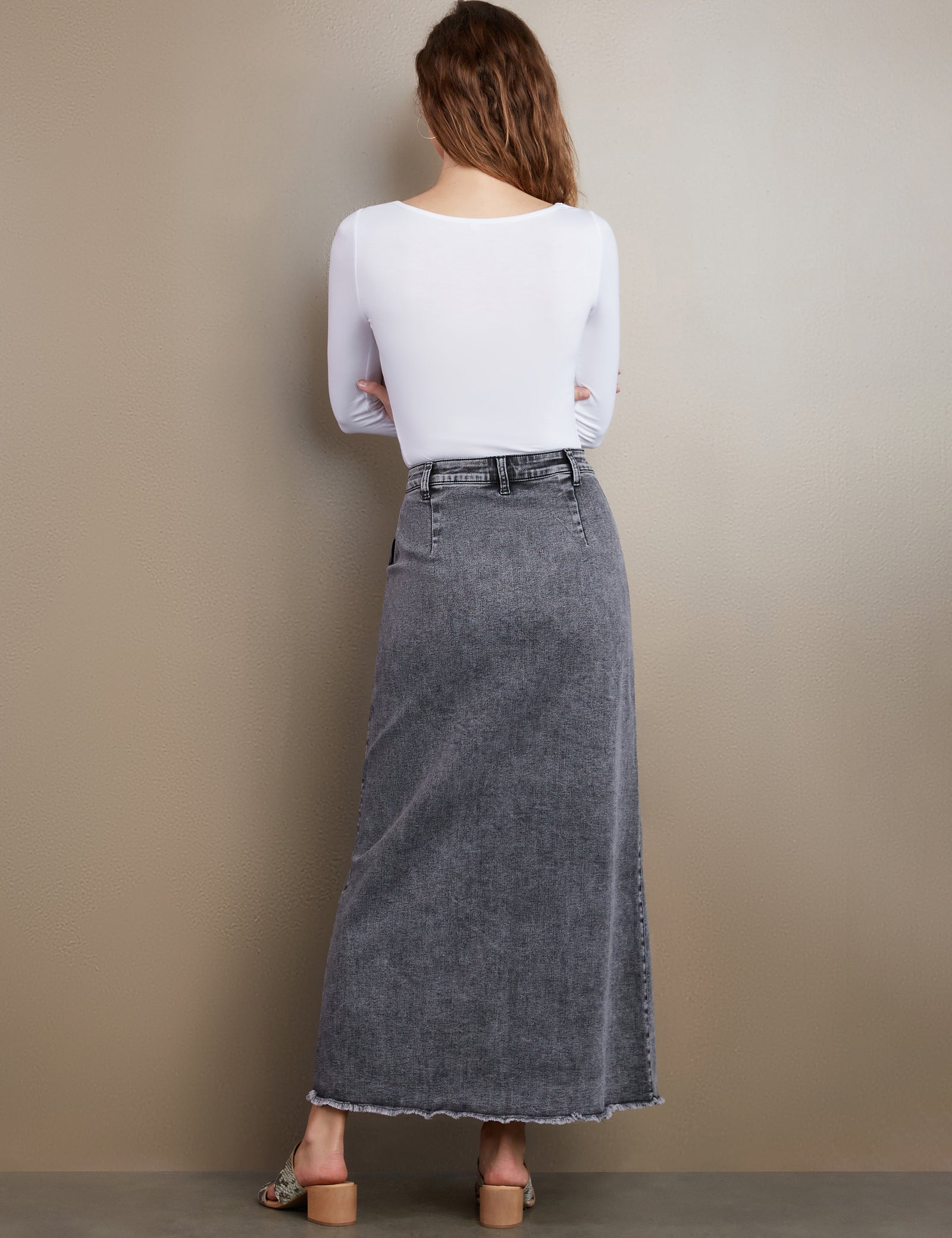 ◆THE MUSEUM VISITOR◆ DOT MIXED MAXI SKIRT LIGHT GREY 15590 THE MUSEUM VISITOR | 더뮤지엄비지터 The Museum Visitor DOT