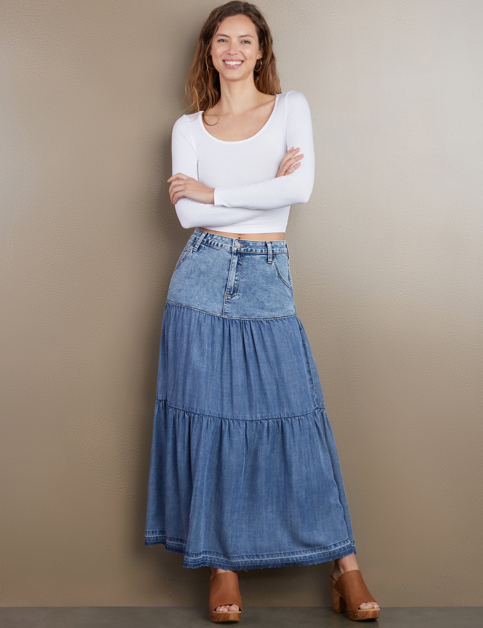 ☆送料・関税込☆WOOALONG★Tin denim maxi skirt★スカート★ WOOALONG]☆Tin denim maxi skirt (WOOALONG/スカート) 98464431
