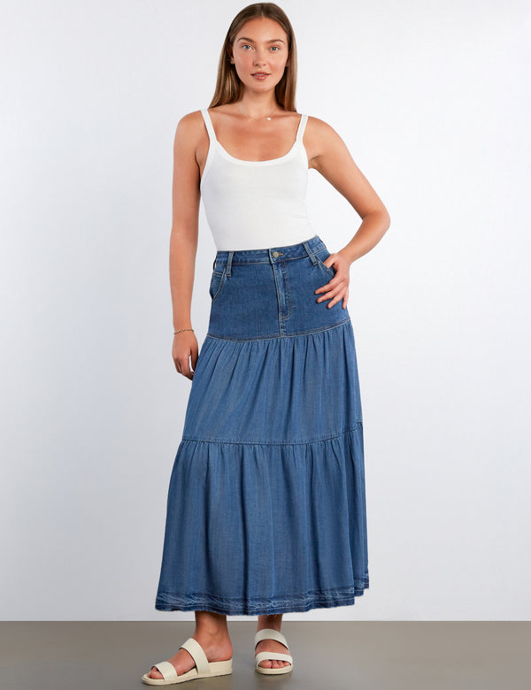 Fun Denim Maxi Skirt