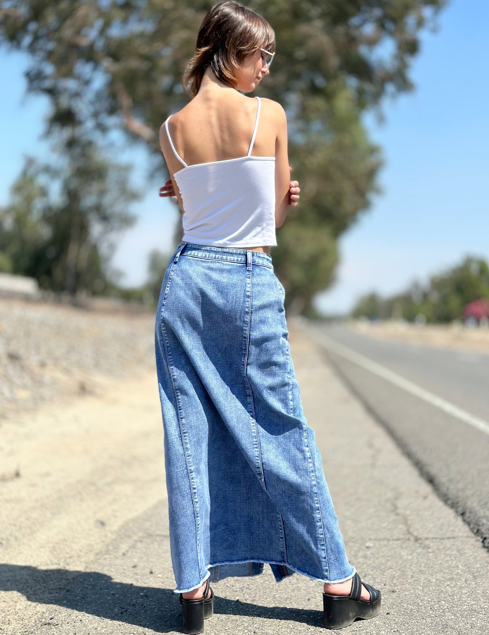 DENIME　ピケパンツ Willa Denim Maxi Skirt – washlabshop