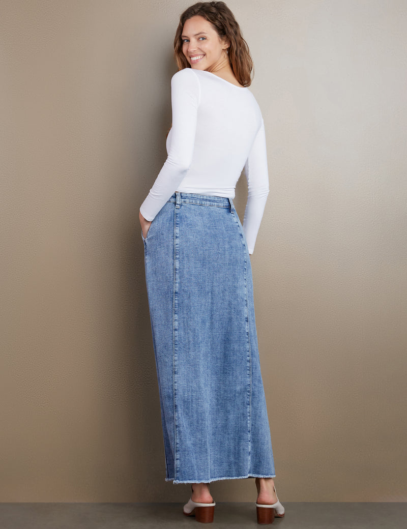 Women's Designer Willa Denim Maxi Skirt