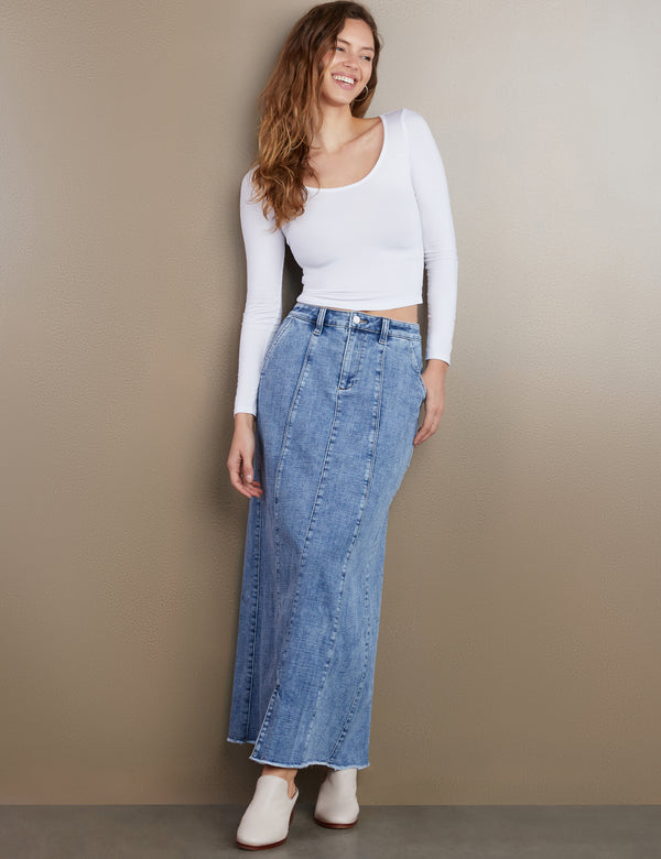 Women's Designer Willa Denim Maxi Skirt