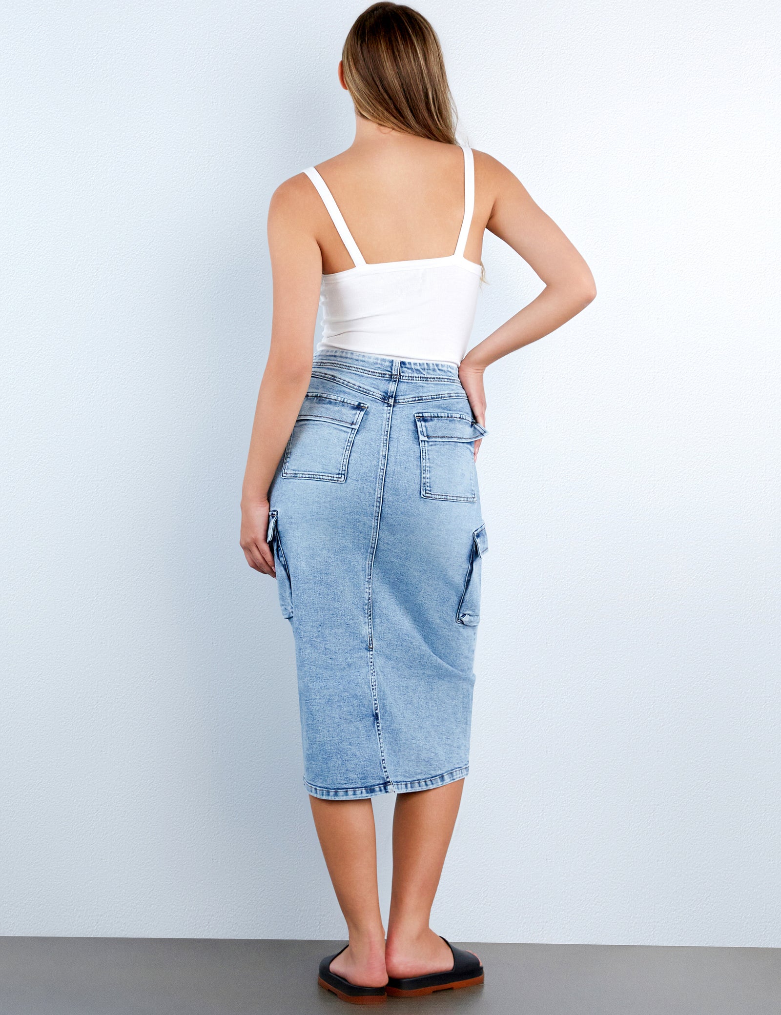 Women's Utility Denim Midi Skirt – Wash Lab – washlabshop
