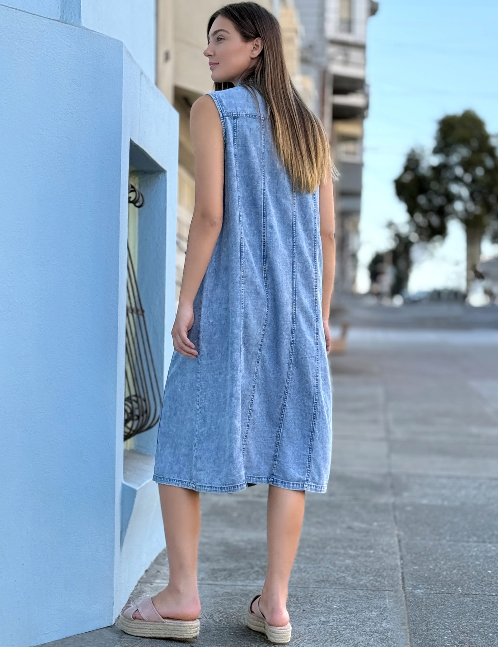 wash lab denim shirt dress Women's Oversized Denim Shirtdress Wash Lab washlabshop