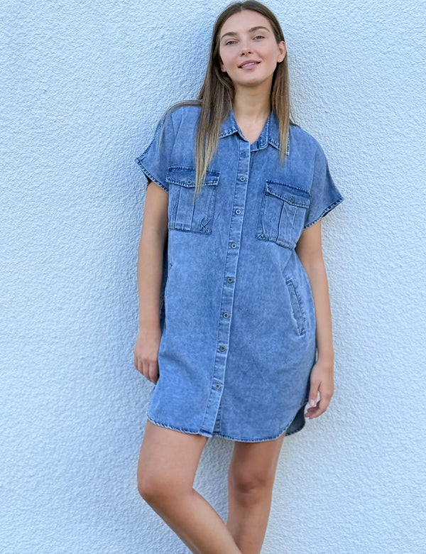 Mini Short Sleeve Shirtdress