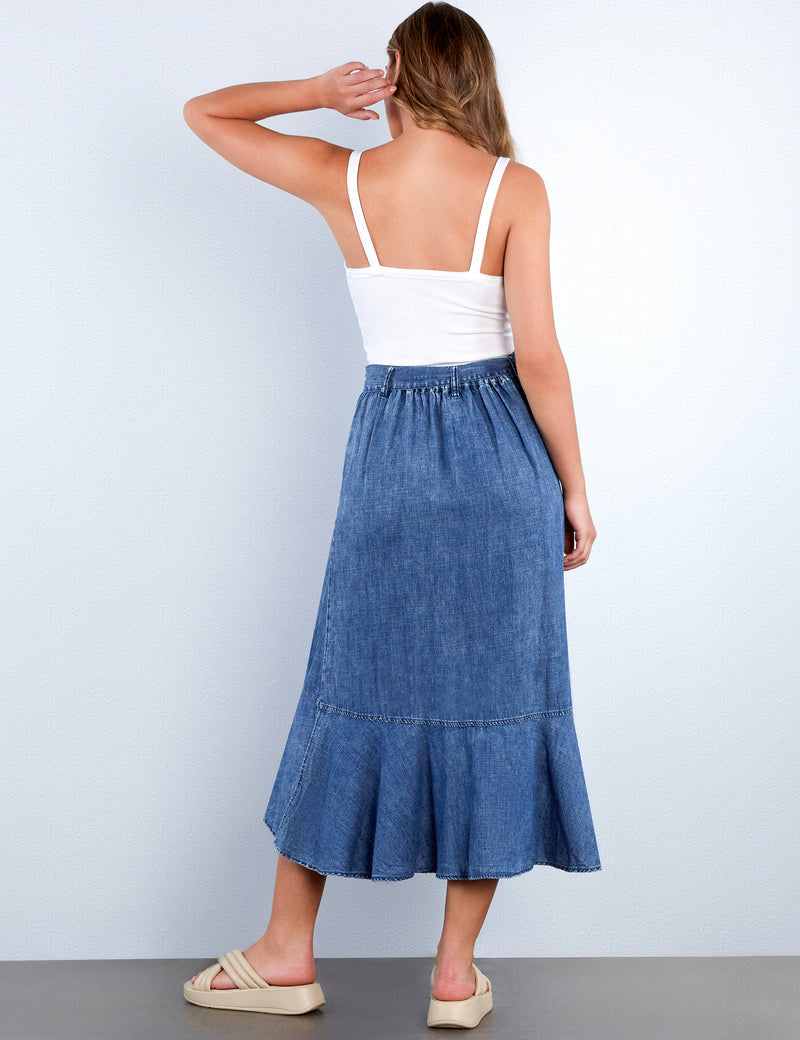 Ruffle Wrap Maxi Skirt
