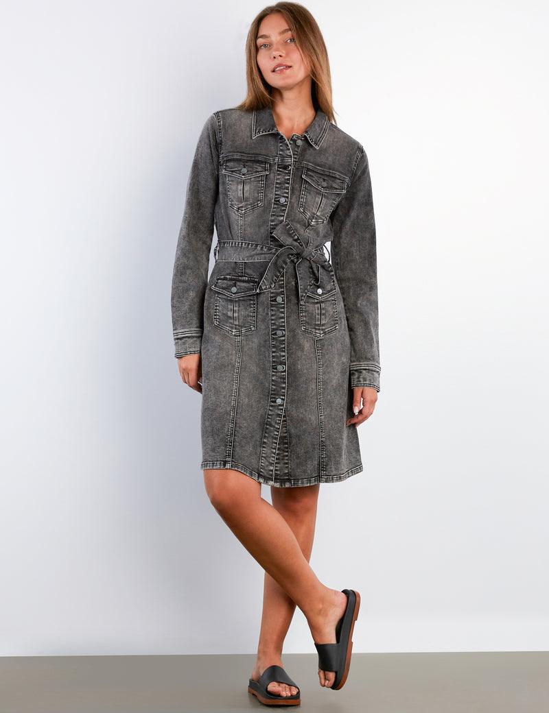 Women's Eleanor Denim Midi Shirt Dress Wash Lab Grey Moon / S Women's Eleanor Denim Midi Shirt Dress Wash Lab Grey Moon / S