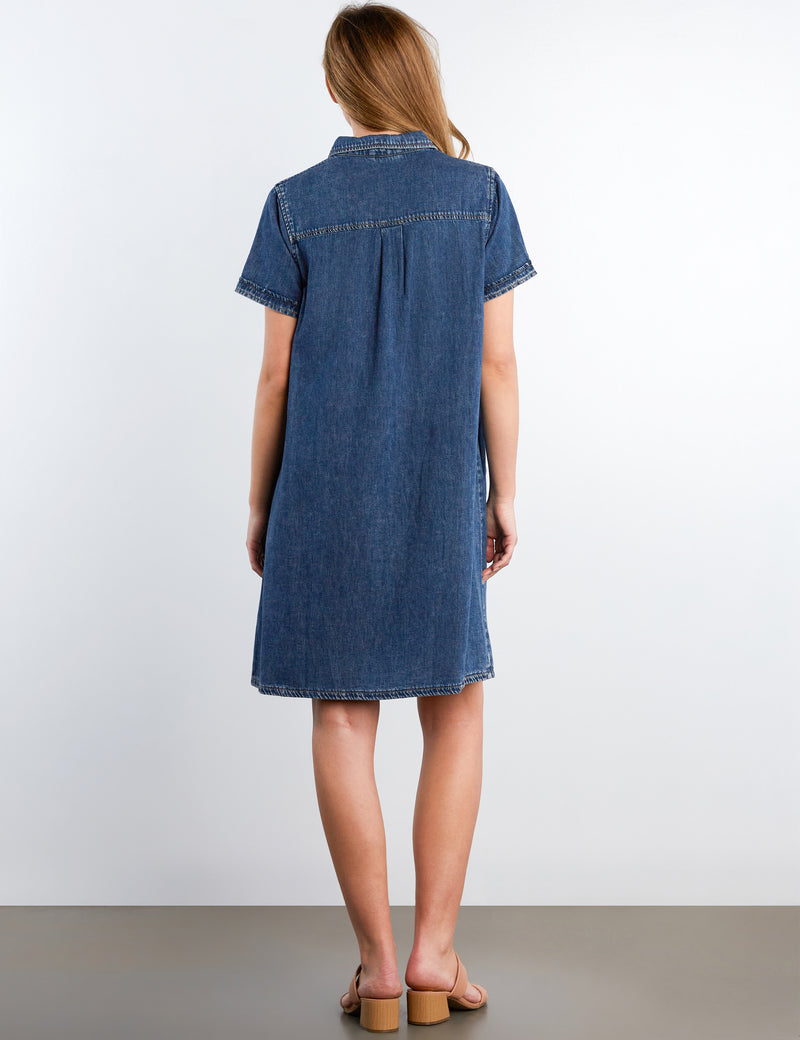 wash lab denim shirt dress Wash Lab Below the Knee Dresses  washlabshop