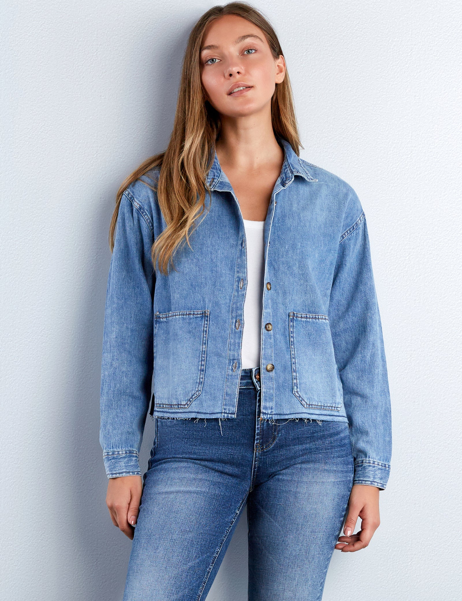 Emma Boxy Denim Jacket – washlabshop Emma Boxy Denim Jacket – washlabshop