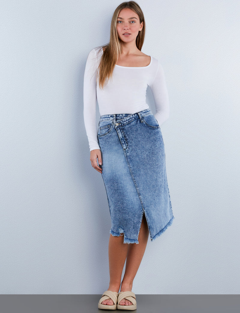 Loaded Denim Midi Skirt