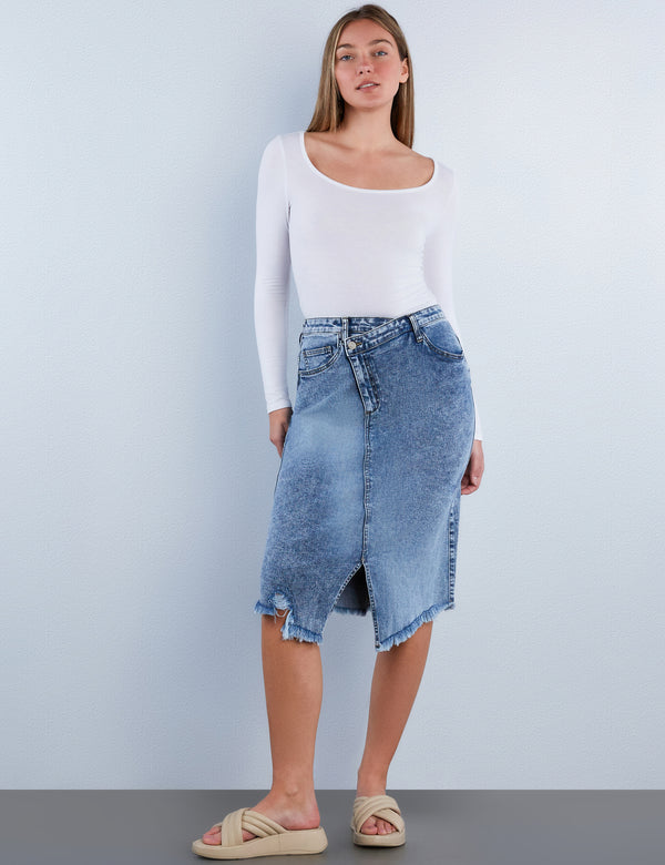 Loaded Denim Midi Skirt