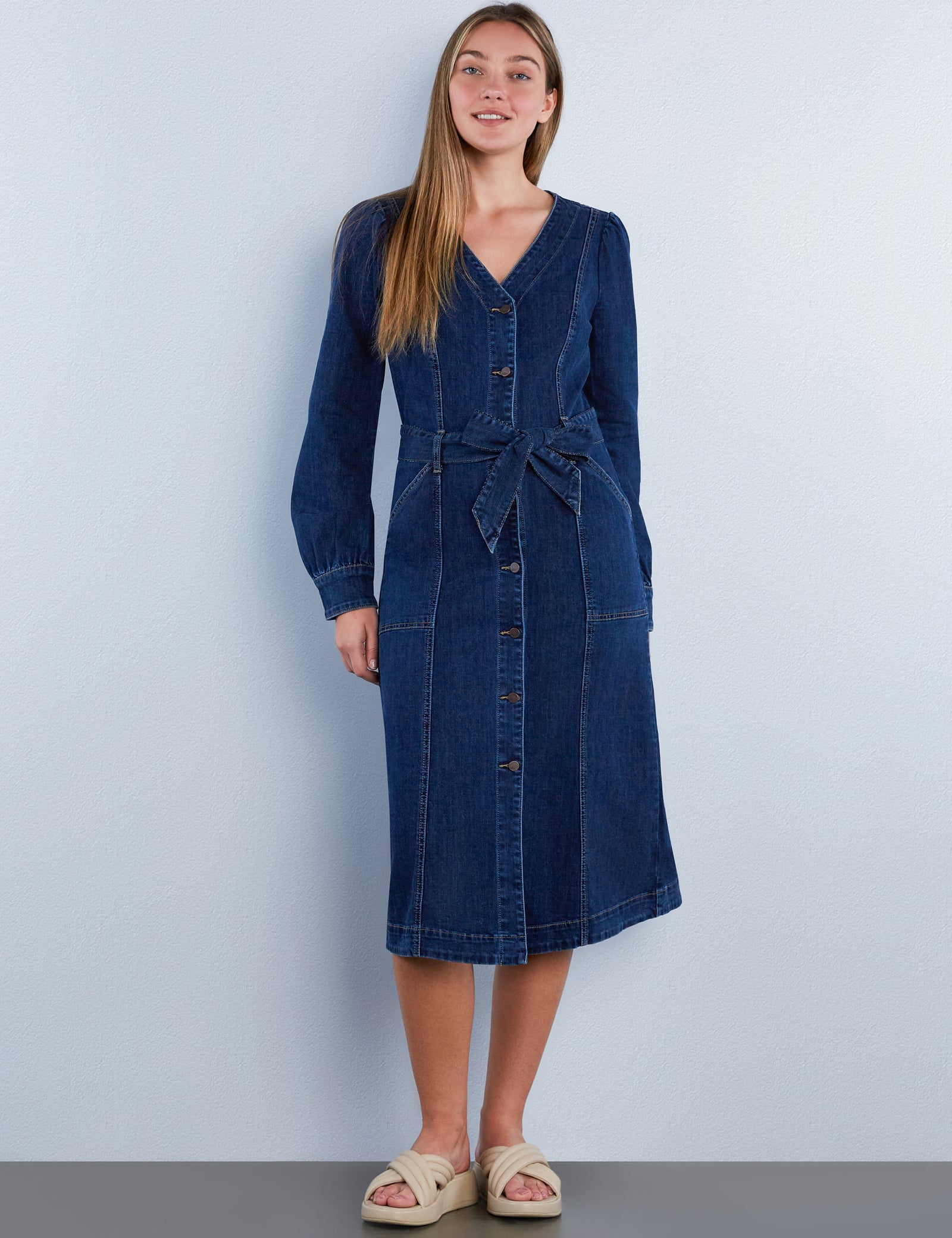 Women's Noelle Denim Maxi Dress – Wash Lab – washlabshop