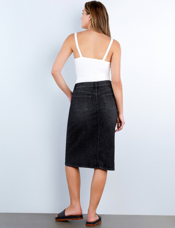 Slick Denim Midi Skirt