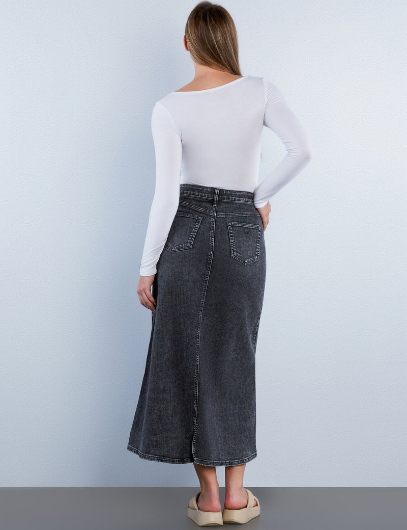 Maria Patch Maxi Denim Skirt