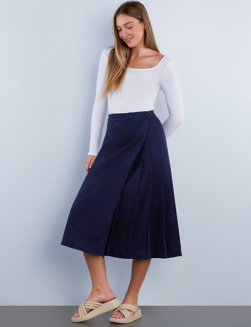 Delphine Side Pleat Maxi Skirt