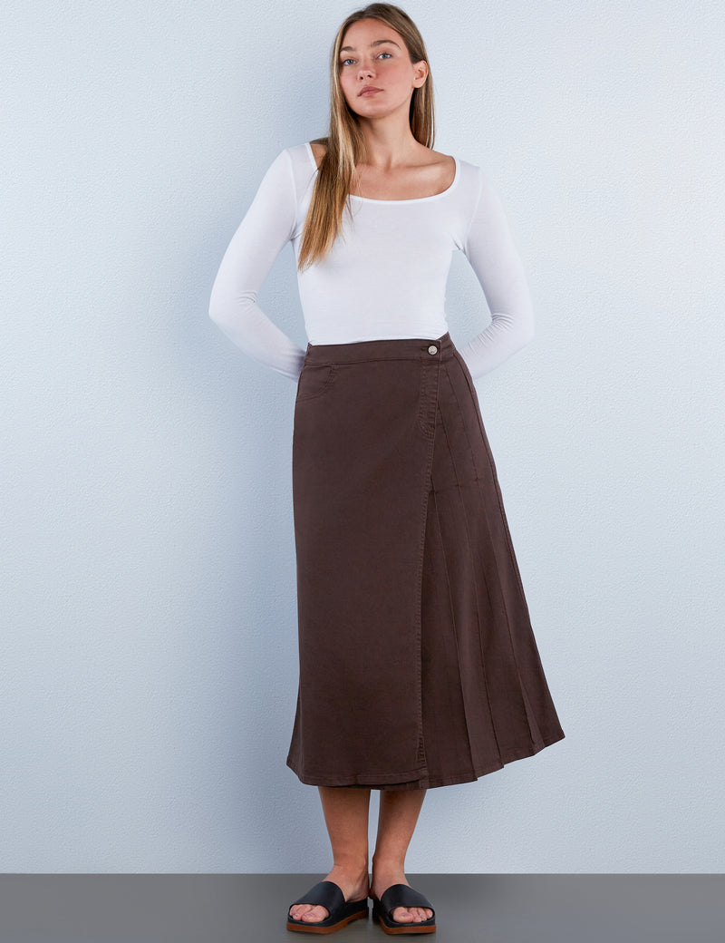 Delphine Side Pleat Maxi Skirt