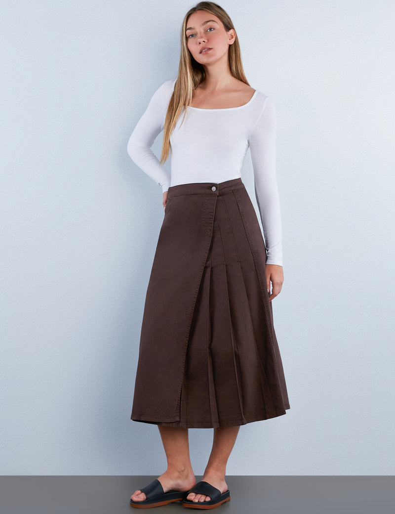 Delphine Side Pleat Maxi Skirt