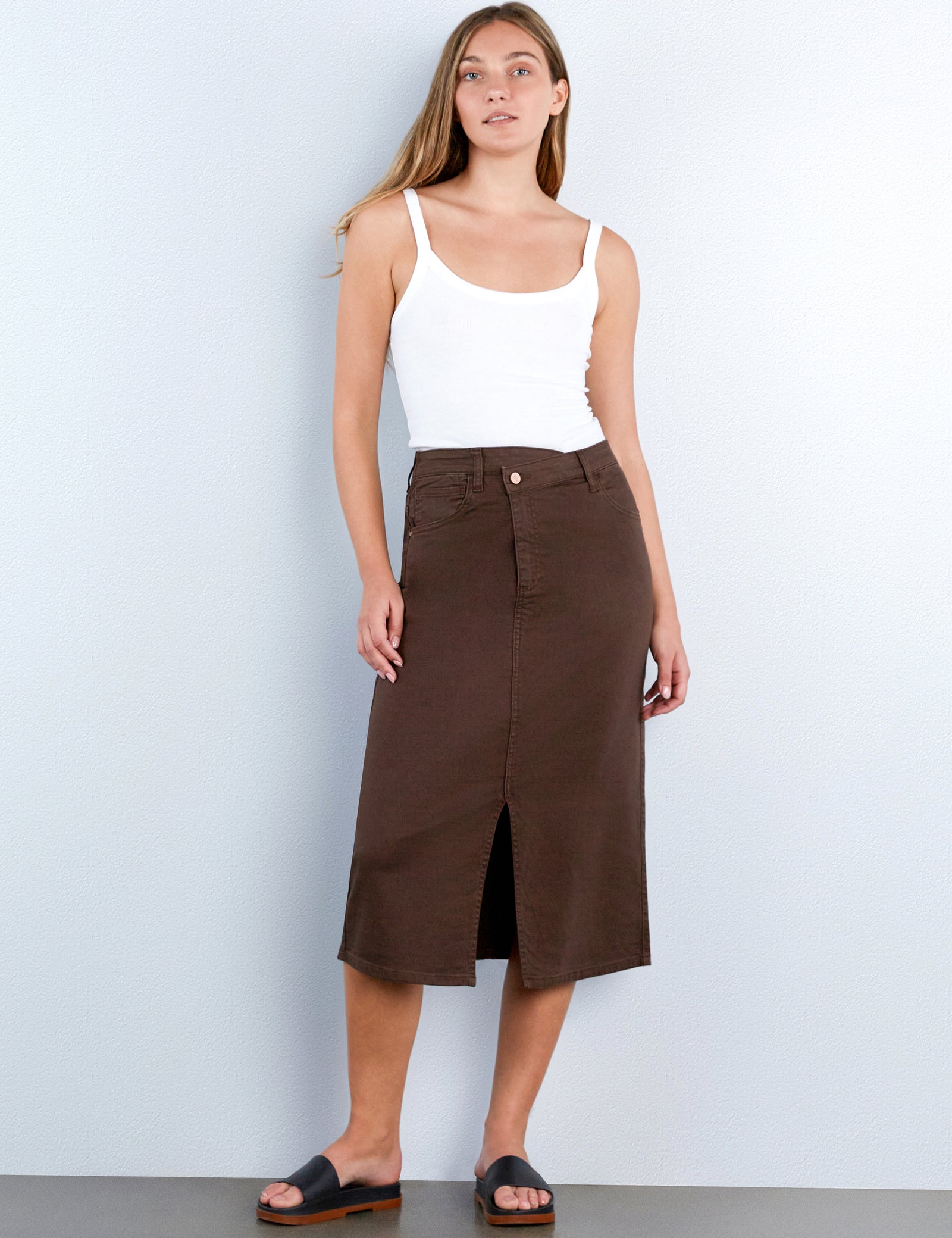 Women's Emmeline Crossover Front-Slit Maxi Skirt – Wash Lab