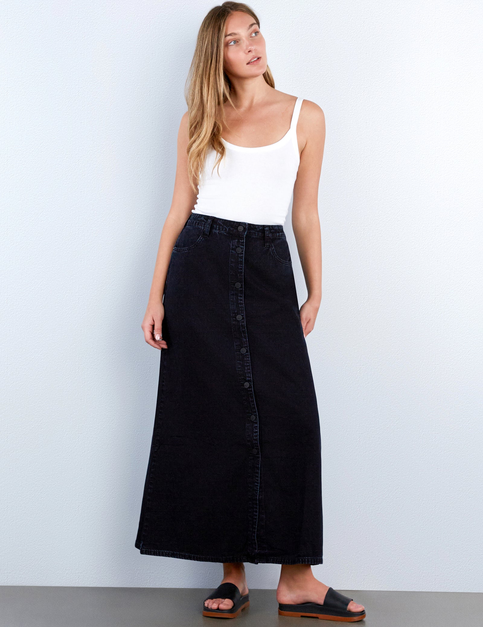 Soft Denim Maxi Skirt – washlabshop
