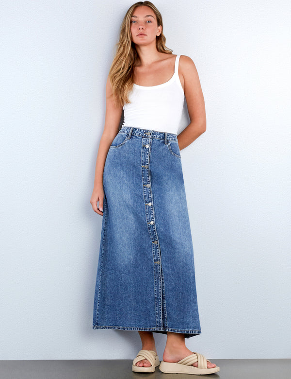 isthislove1201ss Women's Blue Soft Denim Maxi Skirt – Wash Lab – washlabshop