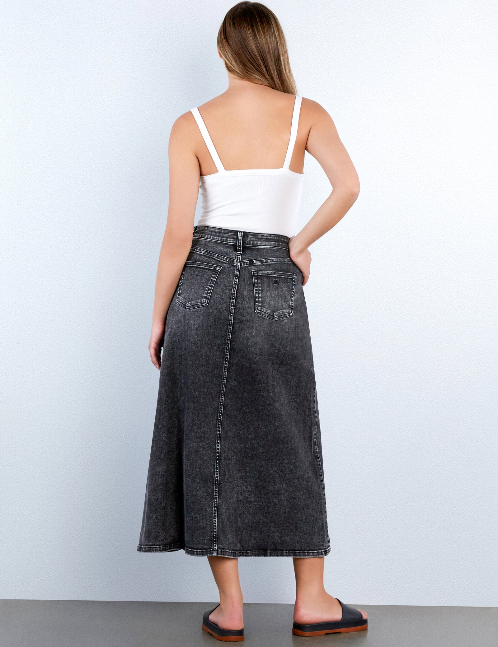 Women's Remi Denim Grey Maxi Skirt – Wash Lab – washlabshop
