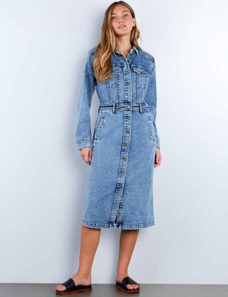 Western Denim Maxi Shirtdress