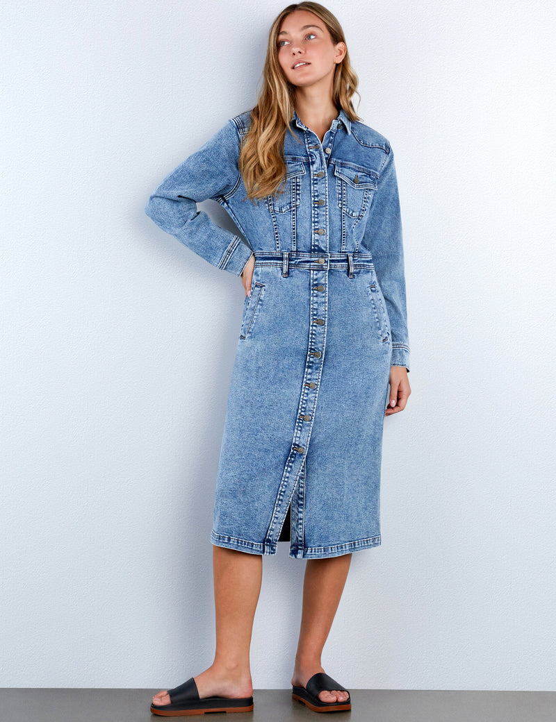 Western Denim Maxi Shirtdress