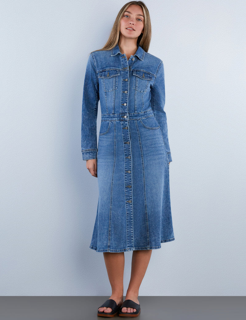denim maxi dresses Women’s Amelie Denim Maxi Dress – Wash Lab Retro Blue / M