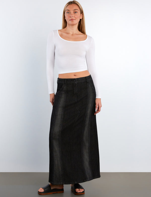 Road Trip Denim Maxi Skirt – washlabshop