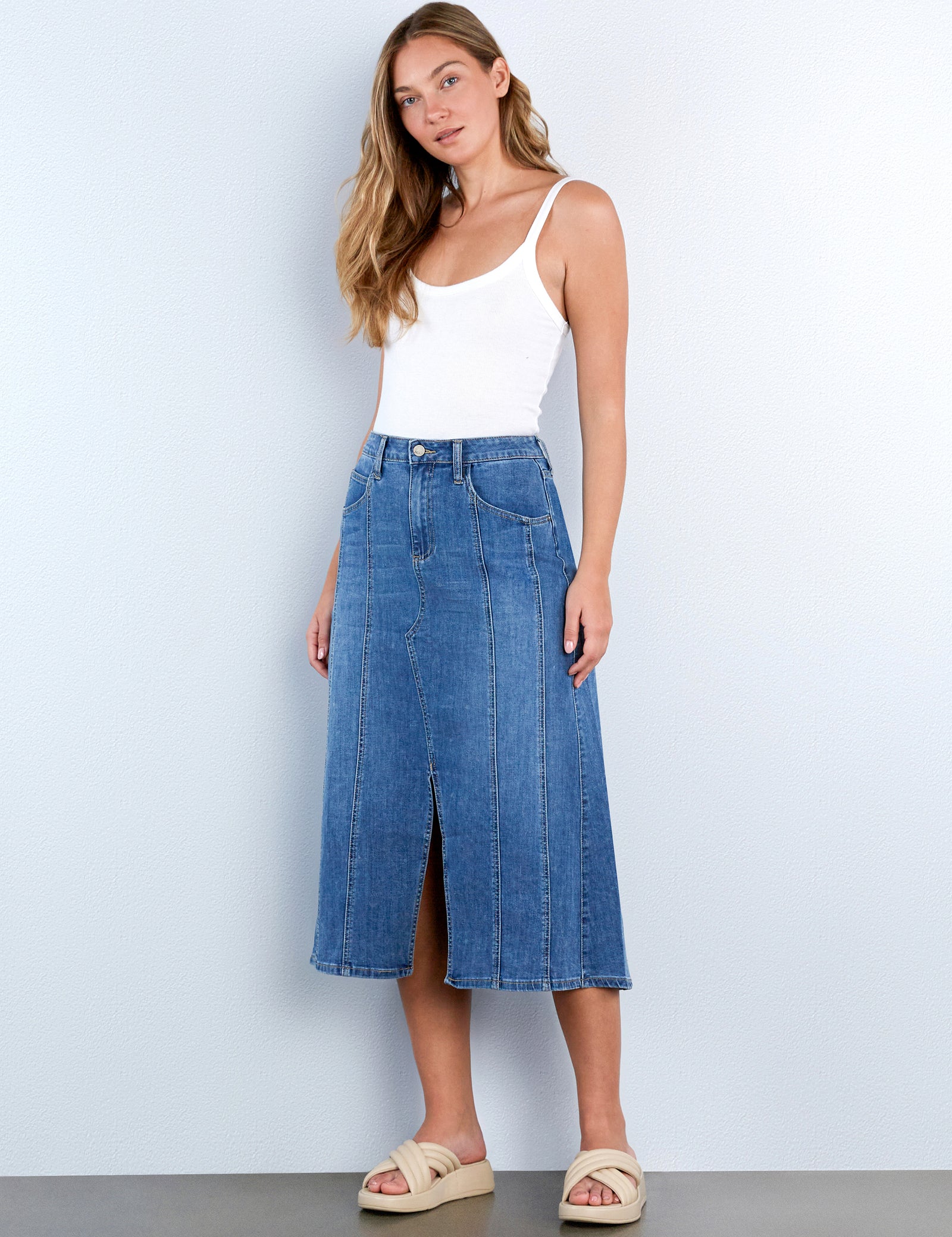 Women's Justine Denim Maxi Skirt – Wash Lab – washlabshop