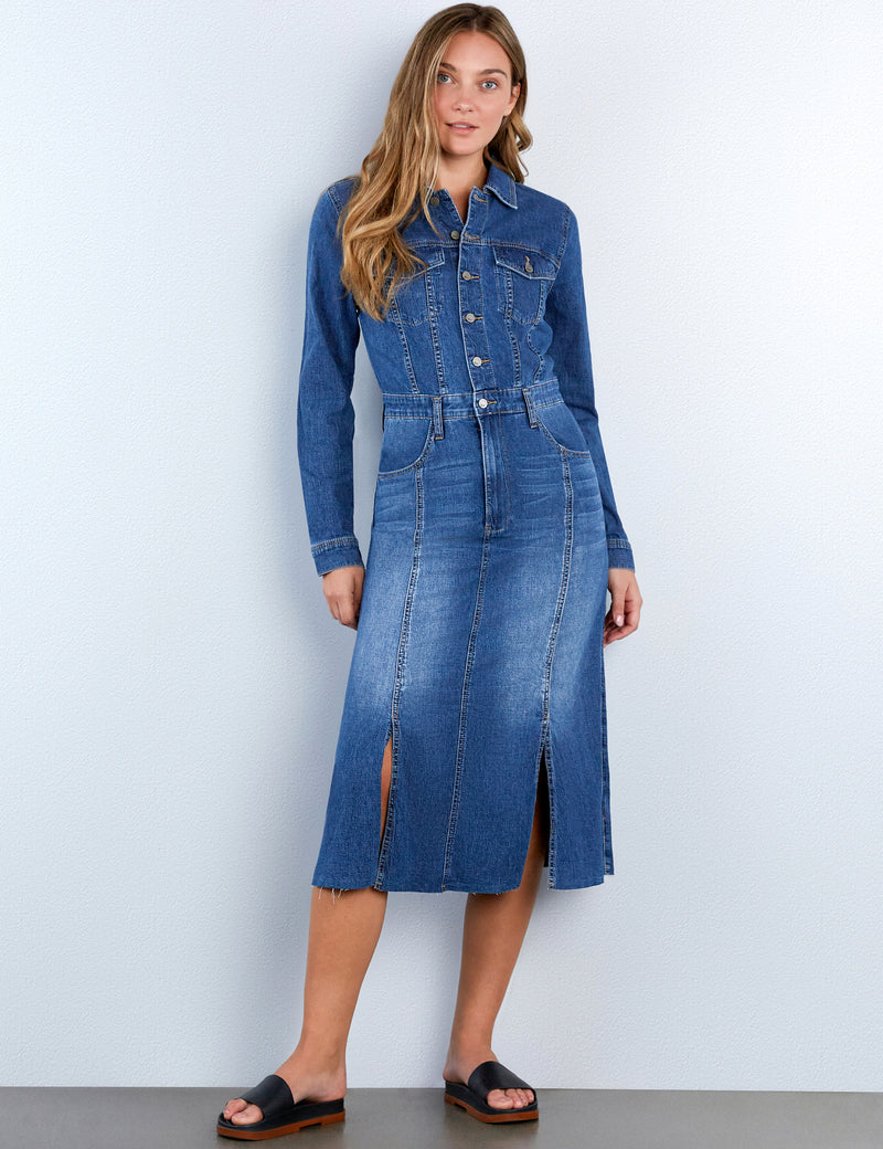 Women's Sway Denim Maxi Shirtdress Wash Lab washlabshop Women's Sway Denim Maxi Shirtdress Wash Lab washlabshop