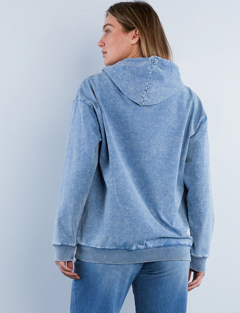 Knit Denim Sweatshirt