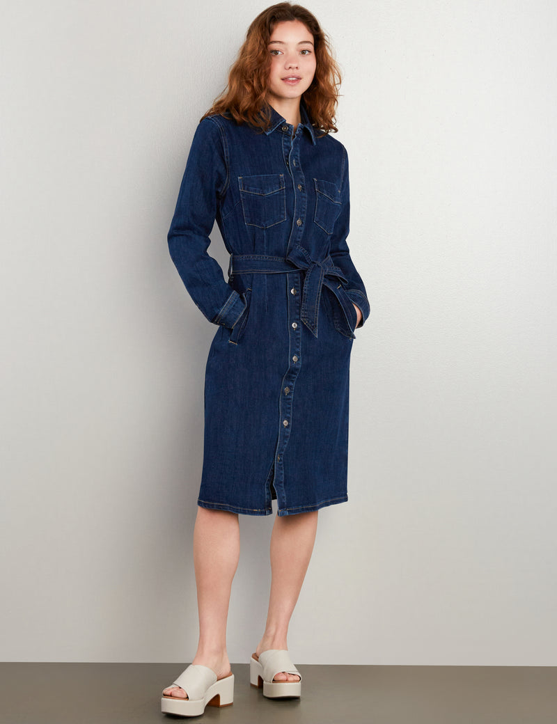 High-Up Denim Shirtdress