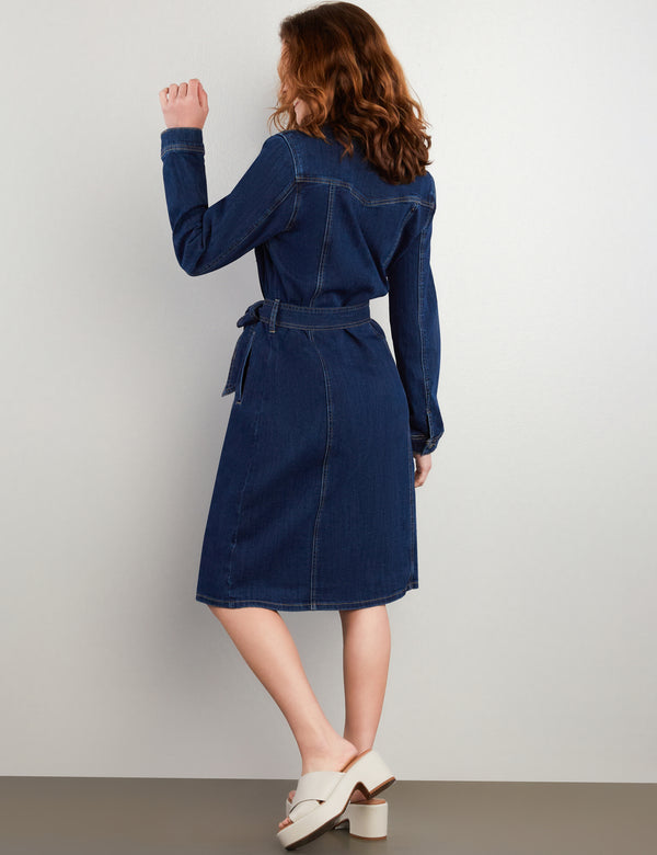 High-Up Denim Shirtdress