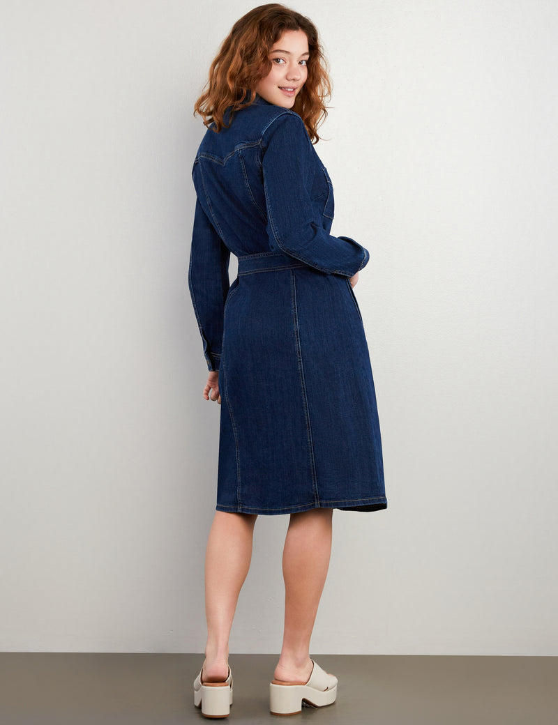 High-Up Denim Shirtdress