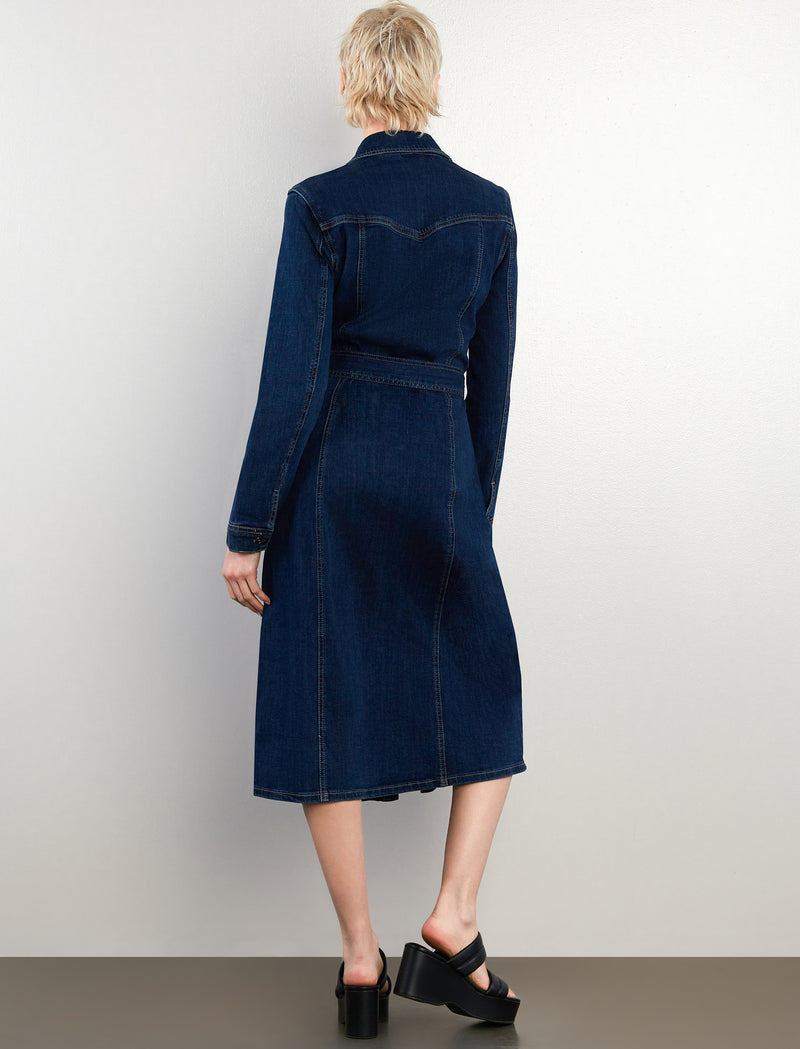 High-Up Denim Maxi Shirtdress